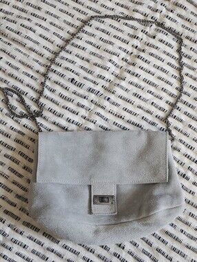 Free People Gray Suede Slouchy Shoulder Bag